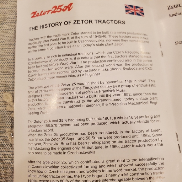 ZETOR 25 A Tractor - MADE IN CZECH REPUBLIC IN THE BOX 1:25 SCALE - Picture 13 of 13